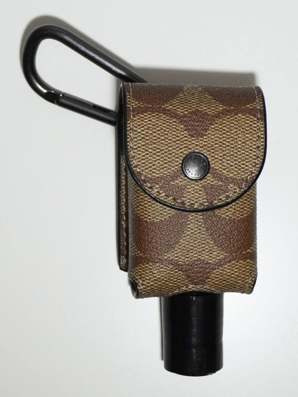 Coach Brown Signature Key Chain Hand Sanitizer Canvas Charm